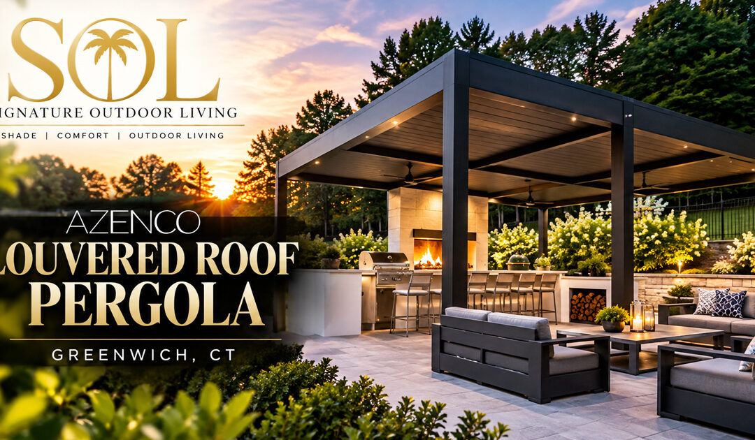 Beautiful Azenco Louvered Roof Pergola in Greenwich, CT