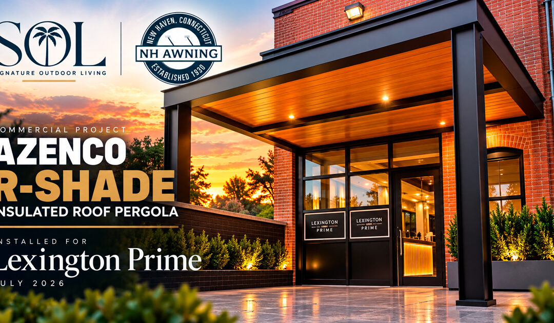 Azenco R-Shade Pergola Installation at Lexington Prime.